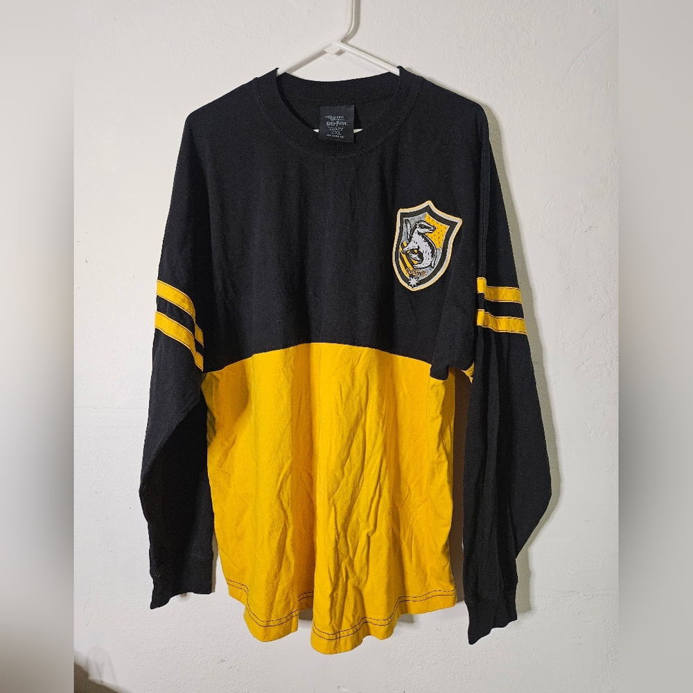 Harry Potter Shirt 2xl Yellow Black Hufflepuff Long Sleeve Spirt Jersey